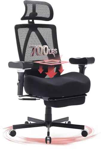 Vista 10 de Silla de oficina grande y alta de 700 libras, silla de escritorio ergonómica con cojín grueso de ancho, silla de oficina de malla ejecutiva