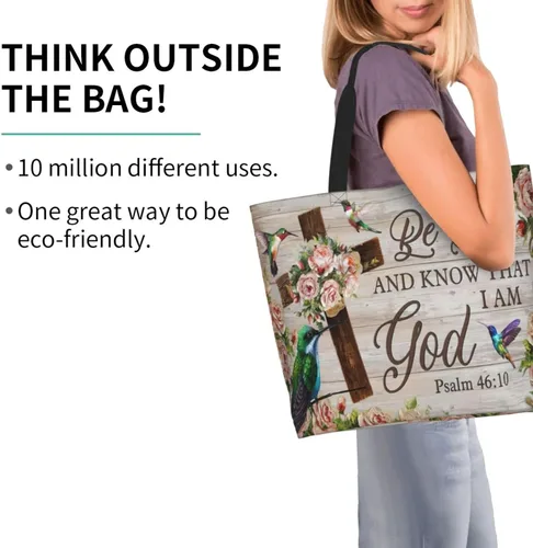 Vista 3 de Dvczelo Bolso de mano para mujer, diseño de girasol, colibrí, lona, bolso de mano, bolsos de hombro a la moda, para la escuela, el trabajo, viajes