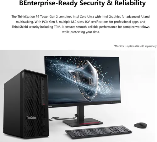 Vista 7 de Lenovo ThinkStation P2 Tower PC AI de escritorio, Intel Core Ultra 5 225, 64 GB DDR5, SSD de 2 TB, Wi-Fi 7, compatible con 3 pantallas 4K, HDMI, DP