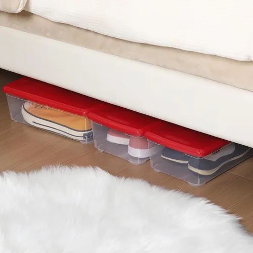 Vista 8 de Contenedores de almacenamiento apilables de plástico transparente con tapas, cajas de almacenamiento de plástico con tapas, 12 paquetes de 6 cuartos