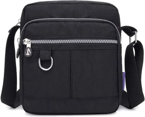 Vista 18 de KARRESLY Bolso de hombro de nylon impermeable con cierre, bolso bandolera, bolso de mano, casual, para mujer