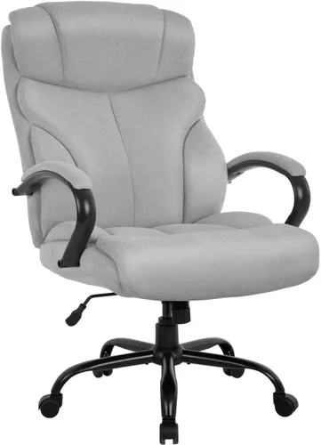 Vista 8 de Silla de oficina grande y alta, asiento ancho de 500 libras, silla de escritorio con brazos de apoyo lumbar, respaldo alto, piel sintética, silla