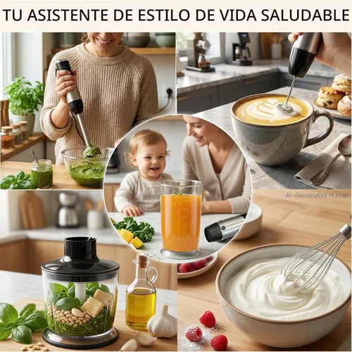 Vista 7 de MEGAWISE Batidora de mano de inmersión 5 en 1, batidora de palo con picador