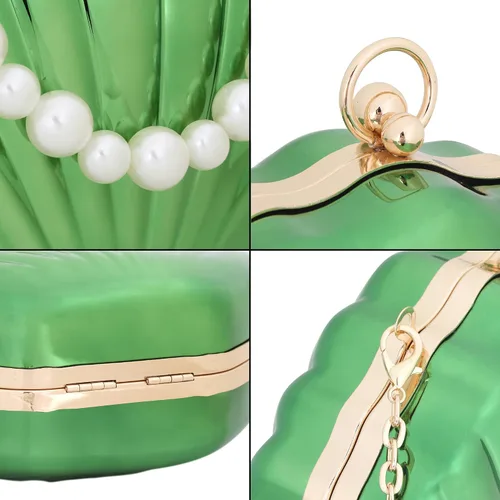 Vista 7 de Women Mini Seashell Evening Clutch Top-Handle Bag Cross-body Bag