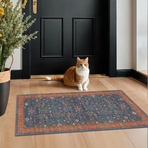 Vista 21 de Hazo Haus – Alfombra pequeña para entrada, cocina o baño, antideslizante con base de goma, resistente a las manchas y a la decoloración, diseño