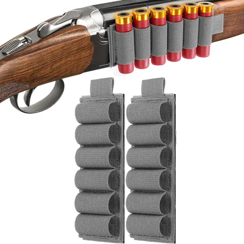 Vista 10 de FRTKK Paquete de 2 Portadores Tácticos de Cartuchos de Escopeta para Culata para Rifles, Portador de Munición de Cartuchos Molle para Calibre 12/20