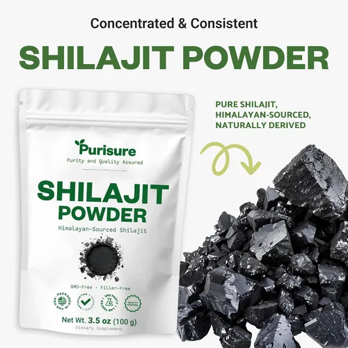 Vista 5 de Purisure Shilajit Suplemento en polvo, 3.53 oz, mineral puro del Himalaya con polvo de ácido fúlvico, compuesto de minerales fúlvicos puros 12:1