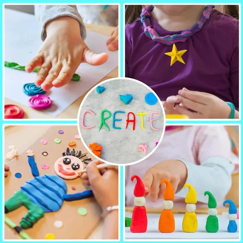 Vista 5 de Kit de arcilla de modelado - Arcilla de secado al aire de 40 colores, arcilla de moldeo DIY con herramientas, manualidades artísticas para niños