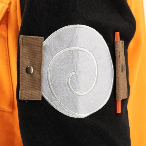 Vista 3 de Ripple Junction Naruto Shippuden Men's Authentic Full Zip Hooded Sweatshirt wChest Pockets Black Orange Officially Licensed
