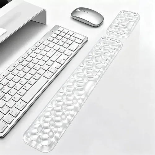 Vista 15 de Alfombrilla para mouse con reposamuñecas, juego de almohadillas de mouse de gel suave con soporte de muñeca de mano, bonitos accesorios