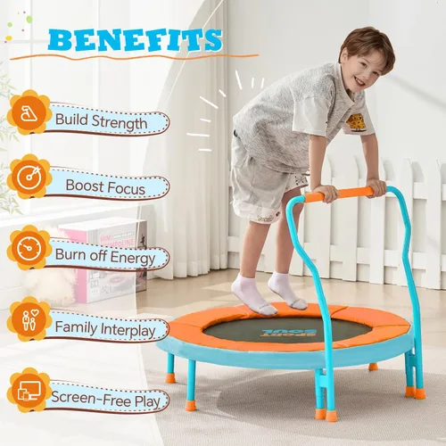 Vista 6 de SPORTSOUL Mini Trampoline for Kids 3-6 with Super Safe Foam Handle Bar, 3ft Toddler Trampoline Indoor with No-Gap Cover for Indoor and Outdoor