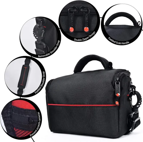 Vista 6 de Funda de hombro compacta para cámara compatible con Canon M50 SX420 Sony a6400 Bolso bandolera con cubierta impermeable para cámara sin espejo