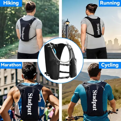 Vista 7 de Mochila reflectante de hidratación para correr Bolsa ligera de 1.6 L para correr en senderos, ciclismo y maratón Perfecto para hombres y mujeres