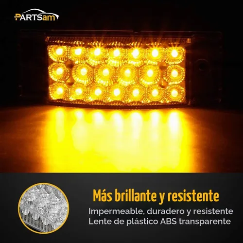 Vista 6 de Partsam 2 piezas Luces Marcadoras LED Ámbar de 6 pulgadas con 20 LED, Luz de Señal de Giro, Luces de Posición Laterales Delanteras Rectangulares