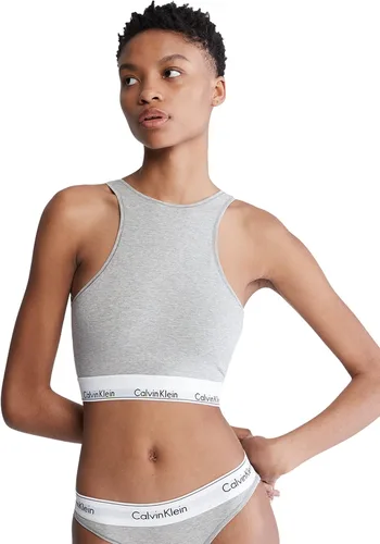 Vista 38 de Calvin Klein Bralette moderno de algodón elástico V-Day sin forro Gris Caliente