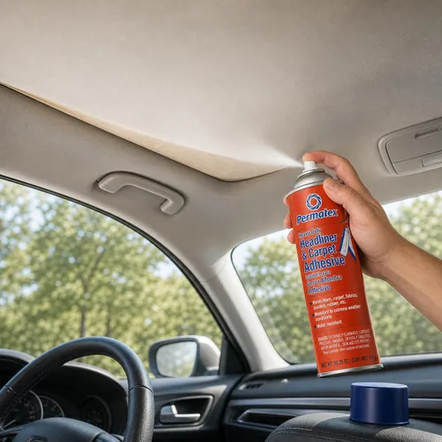 Vista 6 de Permatex 27828 Body Shop - Adhesivo de techo resistente, adhesivo en aerosol de alta resistencia, reparación de piezas interiores desprendidas