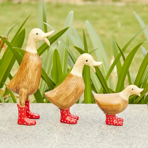 Vista 3 de Pato con botas, decoraciones de patio, arte de jardín, patos charcos con botas de agua manchadas lindas - Individual - Estatuas de decoración