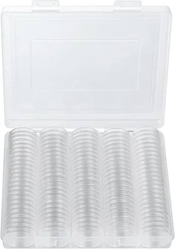 Vista 3 de Muqing 240 piezas 30 mm, porta cápsulas de monedas de plástico, 5 tamaños, protector de junta para coleccionistas, suministros redondos