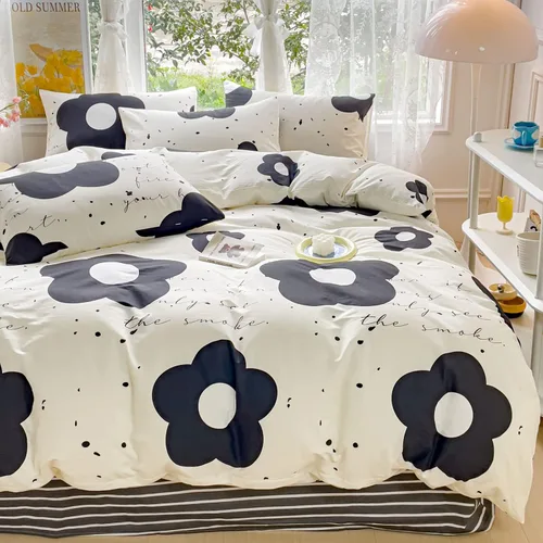 Vista 8 de LIWHENHAO Juego de funda de edredón para niños en blanco y negro, colección de ropa de cama 100% algodón, 1 funda de cubreedredón 2 fundas de Cereza