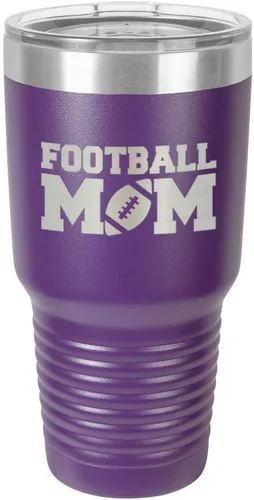 Vista 19 de FOOTBALL MOM - Vaso negro de 30 onzas con popote y tapa superior deslizante Taza de viaje de acero inoxidable Comparar con Yeti Rambler