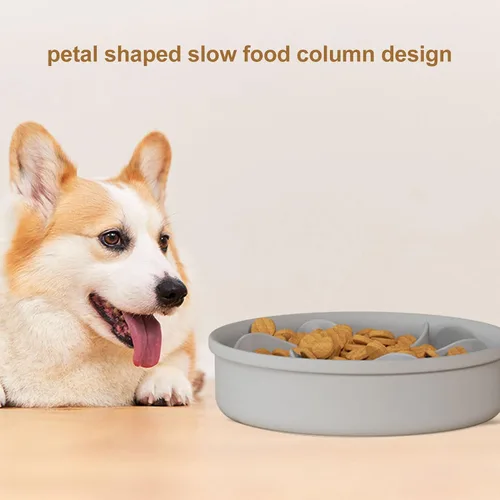 Vista 3 de Alimentador lento para perro tazón de silicona pétalo laberinto diseño para pequeño mediano