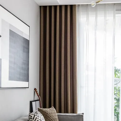 Vista 5 de Konsilsa Cortinas de lino para ventana, estilo japonés moderno, cortinas opacas para oscurecer la habitación, 1 panel de ojales para dormitorio
