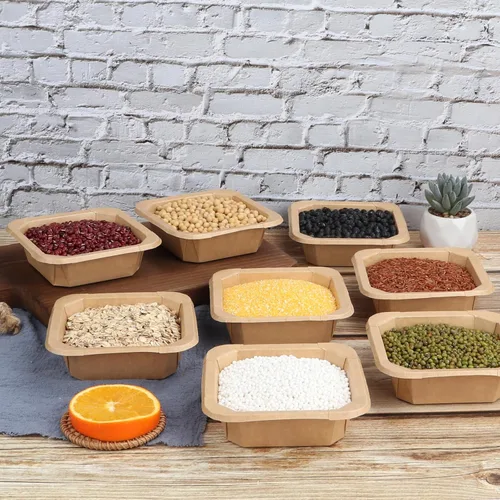 Vista 3 de Tazones de papel kraft desechables de 10 onzas con tapas, contenedor de alimentos, paquete de 50