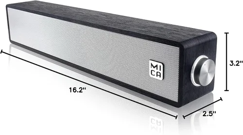 Vista 8 de [Usado] MICA - Altavoces para computadora, barra de sonido inalámbrica Bluetooth 5.0, mini barra de sonido en ángulo de madera, altavoces de PC Negro
