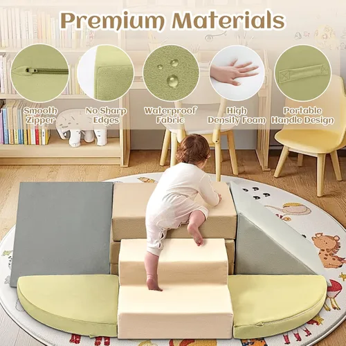Vista 3 de 6 piezas de juguetes de escalada para niños pequeños en interiores, juguetes de escalada de espuma para niños pequeños, bloques de escalada suaves