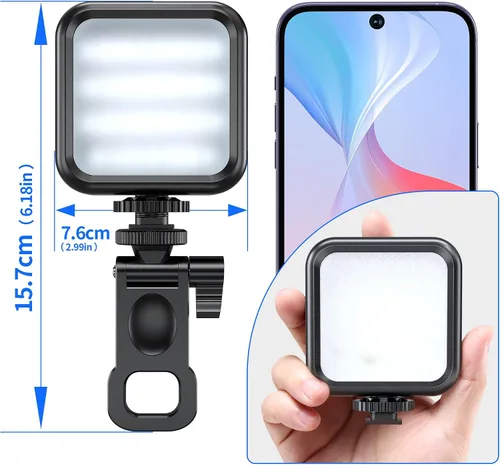 Vista 7 de Pixel Luces de conferencia LED ajustables para selfie, 3 modos de iluminación de video con clip recargable, con cámara frontal de video
