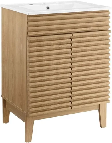Vista 15 de Modway Render 23.5" tocador de baño en nogal (lavabo no incluido)