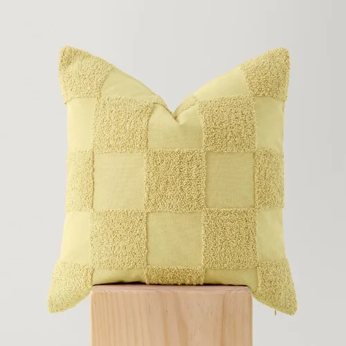 Vista 15 de Fundas de almohada de doble puntada 100 % algodón, fundas de almohada decorativas bohemias a cuadros con mechones de 20 x 20 pulgadas, hechas