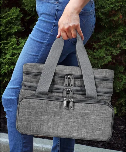 Vista 8 de Organizador de Accesorios de Costura SINGER (Solo Bolsa) – Bolsa de Almacenamiento de Costura Portátil de Doble Capa 2 Fundas Desmontables y 18