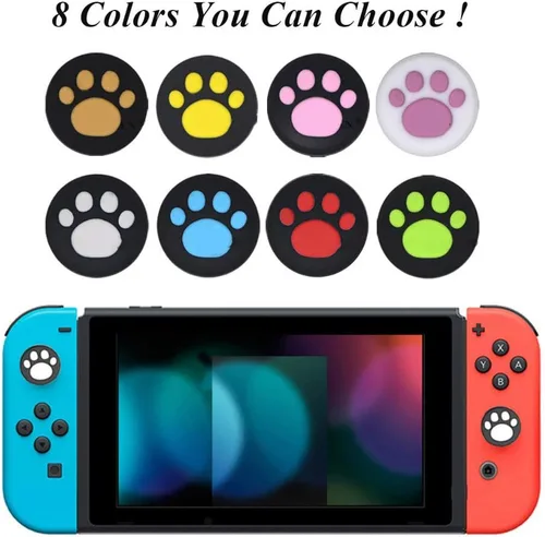 Vista 3 de Juego de 4 tapas de silicona para Nintendo Switch NS Nitendo Switch Lite NS JoyCon (2 rojos, 2 azules)
