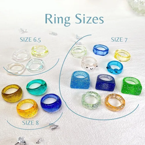 Vista 6 de Viva Joya 18 anillos de resina, anillos acrílicos, anillos gruesos, anillos de plástico, anillos coloridos para mujeres, adolescentes, niñas