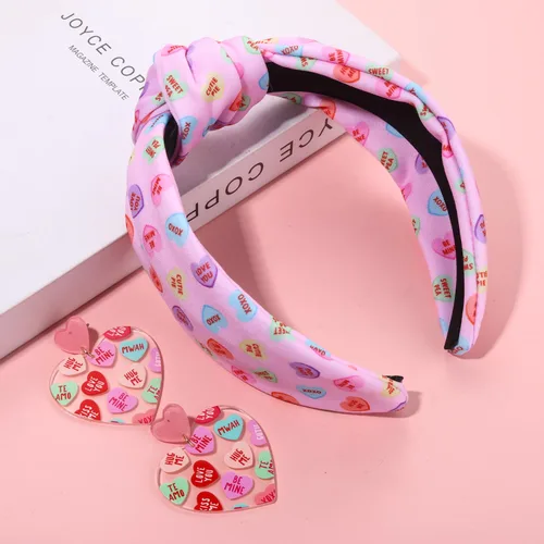 Vista 61 de YAHPERN Diadema para el día de San Valentín para mujer, colorida diadema de algodón con estampado de corazón de conversación XOXO Love, diadema