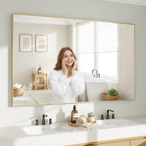 Vista 17 de Koonmi Espejo de pared rectangular negro, espejo de baño de 20 x 30 pulgadas, espejo de tocador con marco de aluminio para entrada, sala de estar