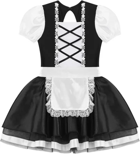 Vista 2 de JEATHA Disfraz de sirvienta francesa de Halloween para niños vestido de uniforme de sirvienta trajes de cosplay elegantes