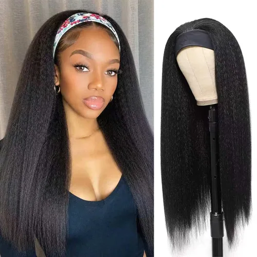 Vista 8 de Peluca con Diadema de Cabello Virgen Rubio Degradado con Ondas Profundas, Pelucas de Cabello Virgen de 8 Pulgadas, Sin Encaje Frontal para Mujeres