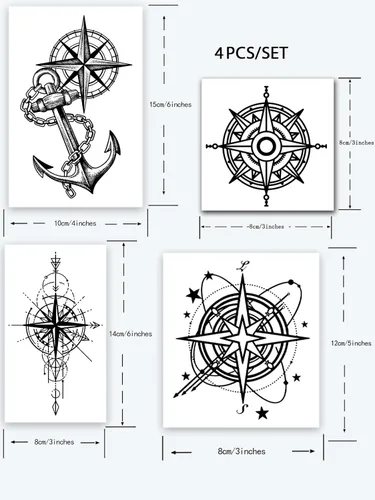 Vista 4 de INKARTLINK Tattoo Tech, 4 hojas de tatuaje semipermanente, tatuajes temporales de diseño artístico para adultos, dura 1-2 semanas, impermeable