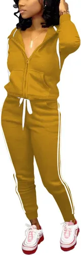 Vista 2 de TOPSRANI Conjunto deportivo de dos piezas para mujer, conjunto de sudadera con capucha a juego