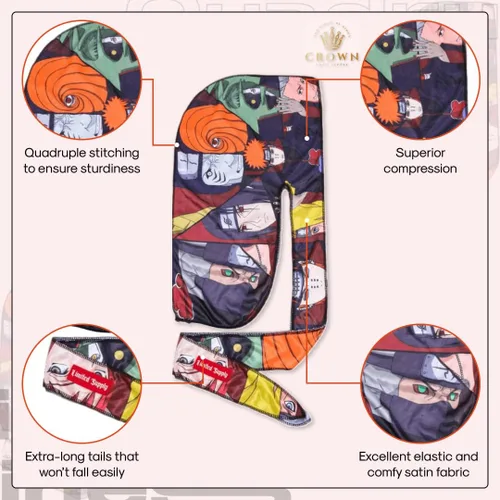 Vista 38 de Art Silky Durag con colas largas y anchas, durags de tela de seda suave satinada para mayor comodidad y compresión