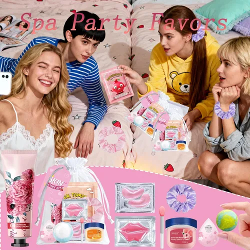 Vista 3 de 144 piezas de suministros de fiesta de spa para mujeres, artículos esenciales de favores del día de spa incluyen máscaras faciales para el cuidado