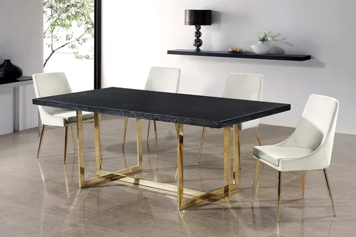Vista 2 de Meridian Furniture Karina Collection Modern - Silla de comedor contemporánea tapizada de terciopelo con patas de metal resistentes.