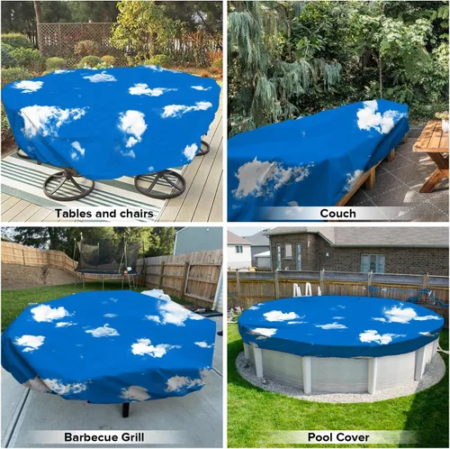Vista 32 de Fundas para muebles de patio, impermeables, resistentes a los rayos UV, resistentes a los rayos UV, para exteriores, mesa redonda y rectangular