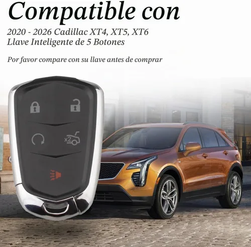 Vista 6 de Vitodeco Funda de piel auténtica para llavero inteligente, compatible con Cadillac XT4, XT5, XT6 (2019-2025), 5 botones, color negro