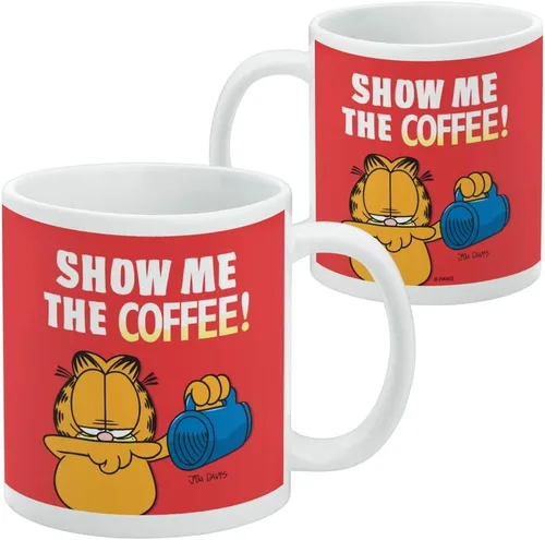 Vista 2 de Garfield Show me the Coffee! Taza de café de cerámica, tazas de regalo novedosas para café, té y bebidas calientes, 11 onzas, color blanco