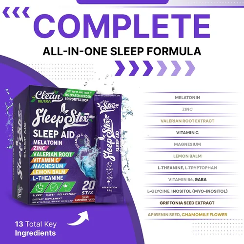 Vista 2 de Sleep Aid Melatonina Polvo triptófano glicina raíz de valeriana magnesio para el sueño bálsamo de limón L teanina glicinato de magnesio zinc ayuda