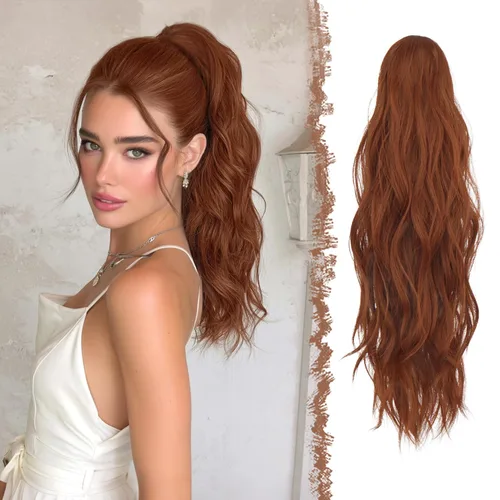 Vista 21 de FESHFEN Extensiones de Cola de Caballo, Pieza de Cabello de Cola de Caballo Larga con Pinza de Garra, Pieza de Cabello Sintético de Colas de Caballo