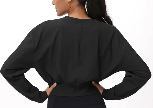 Vista 5 de THE GYM PEOPLE Chaquetas cortas para mujer, con cremallera completa, manga larga, acanaladas, sudaderas de entrenamiento, ligeras, casuales